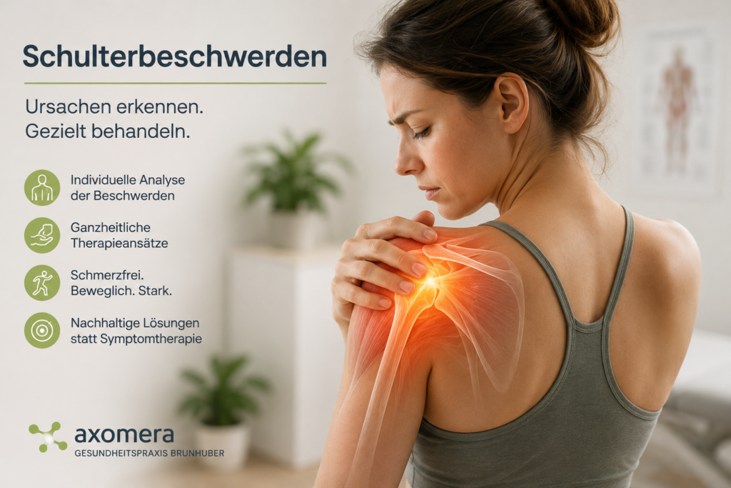 Frau mit Schulterbeschwerden vor Axomera-Therapie